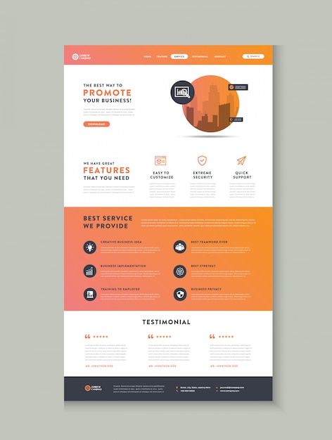 Vector business website landing page | app landing page | web user interface design | web wire-frame template