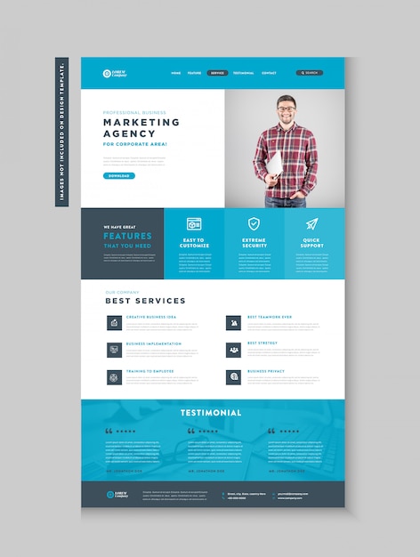 Vector business website landing page | app landing page | web user interface design | web wire-frame template