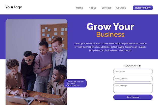 Vector business website landing page design template