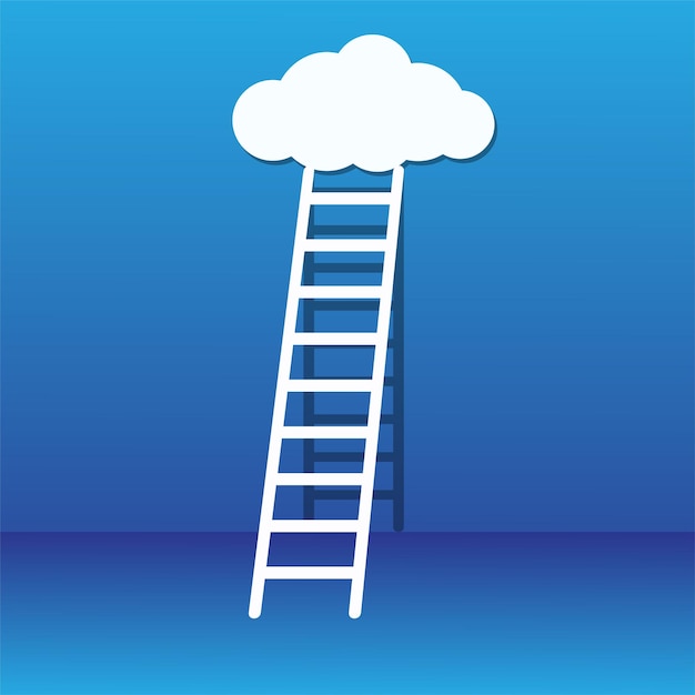 Vector business winner concept clouds with ladders or stairs stock vector illustration