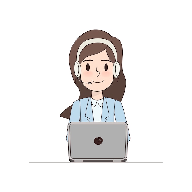 Business woman character in call center.