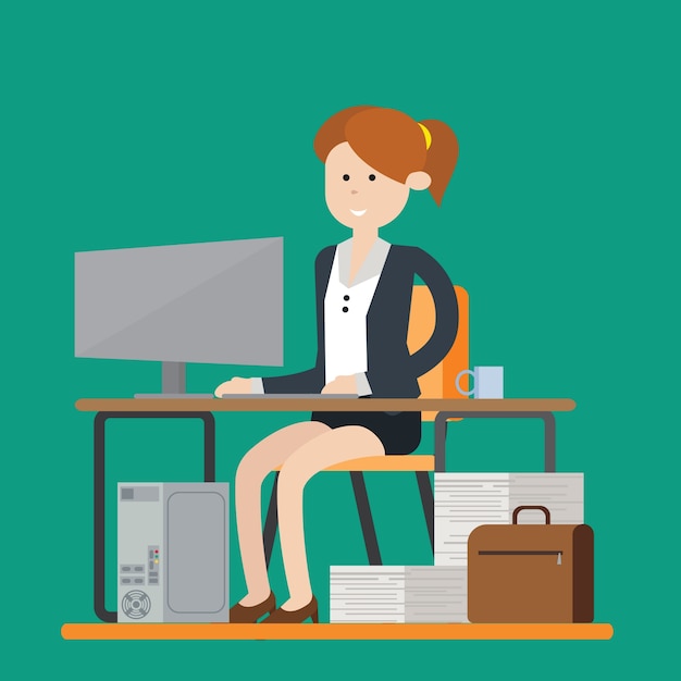 Vector business woman character cartoon