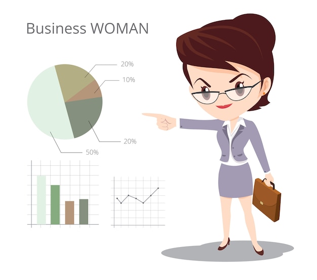 Business woman character skirt suit glasses