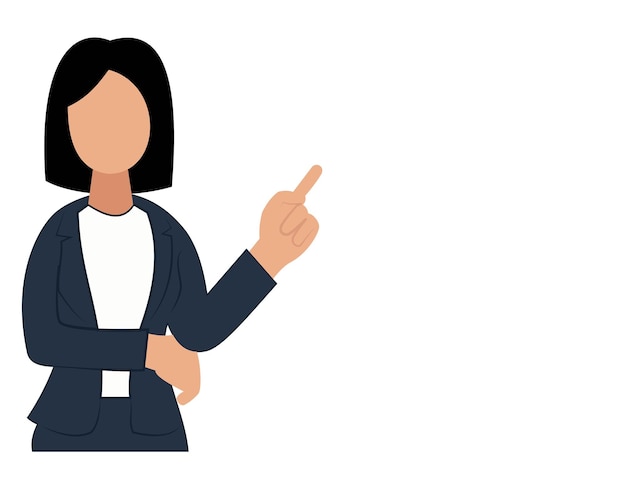 Vector business woman doing presentation. woman standing in isolation with empty space side