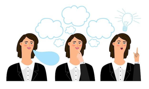 Vector business woman emotions   illustration, cartoon professional corporate businesswoman face with expressions