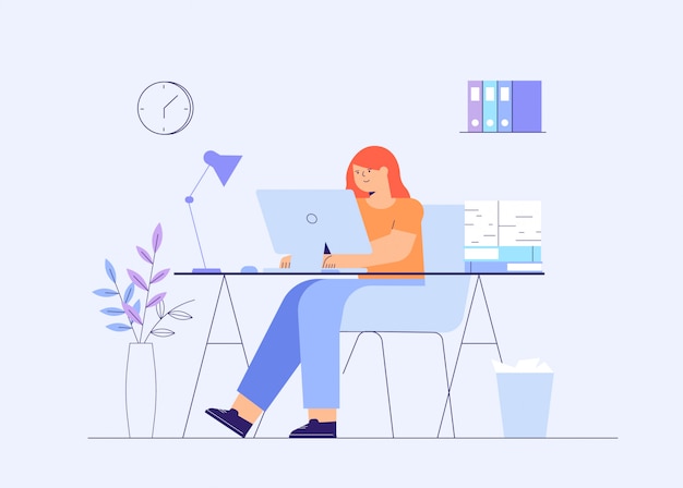 business woman or a freelancer works