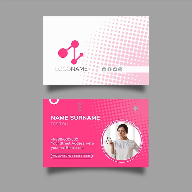 Vector business woman horizontal business card template