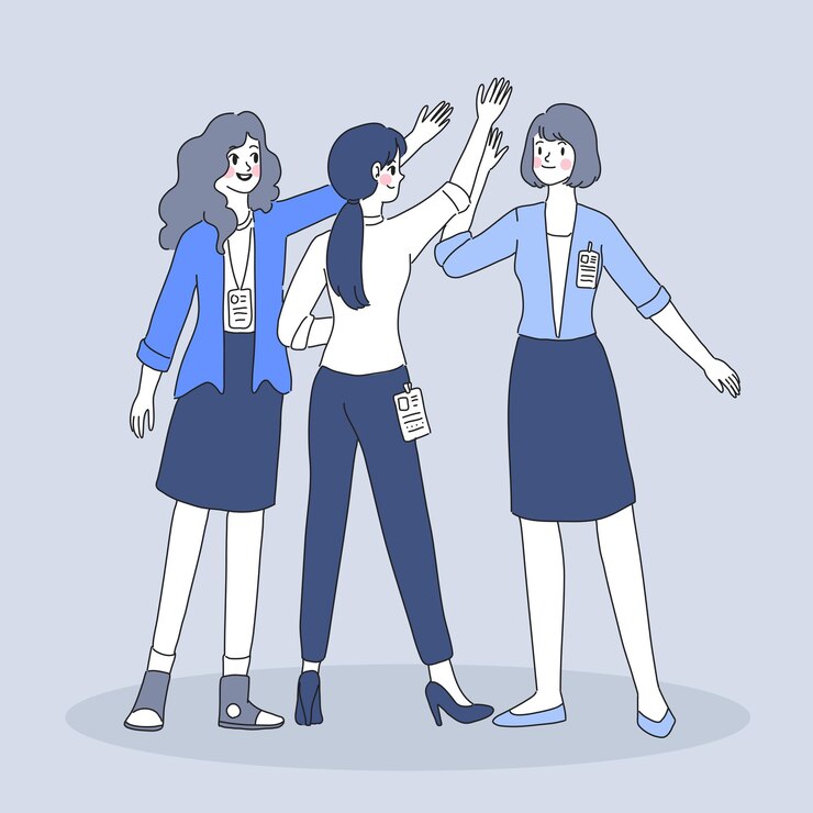 비즈니스 우먼 일러스트 팀워크