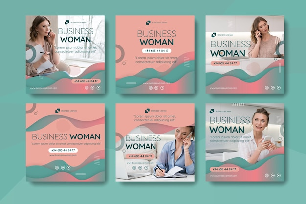 Vector business woman instagram post