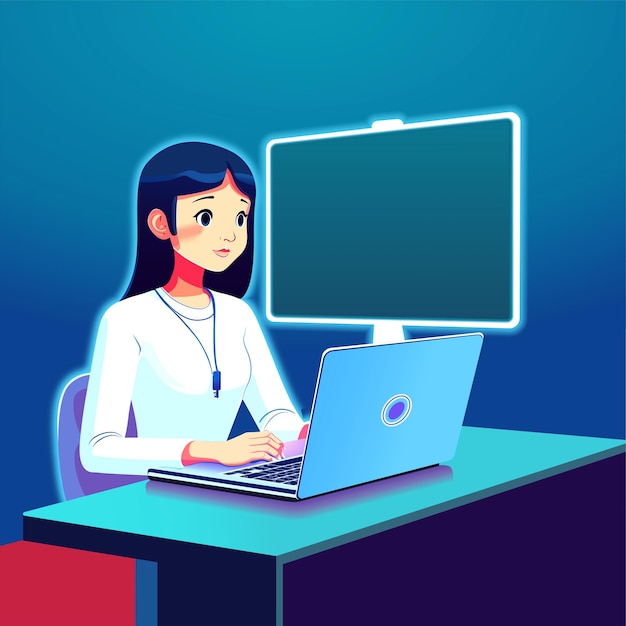 business woman lady working on a laptop