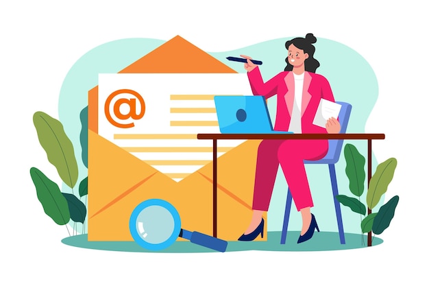 Business woman marketing using email