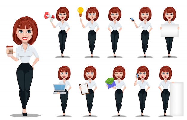 Vector business woman in office style clothes