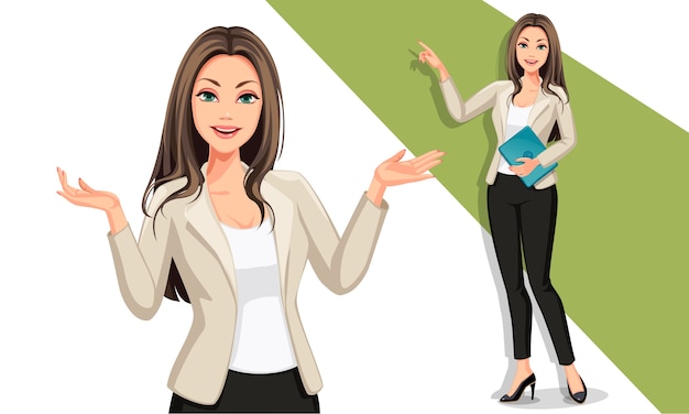 Business woman in presentation illustration