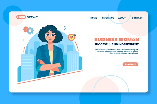 Vector business woman seo landing page