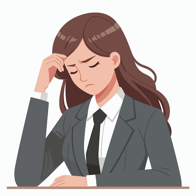 business woman sick head design cartoon vector
