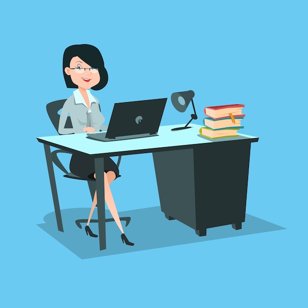 business woman sitting at desk 