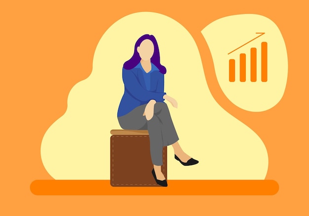 Business woman sitting illustration