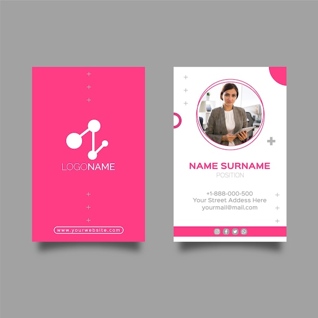 Vector business woman vertical business card template