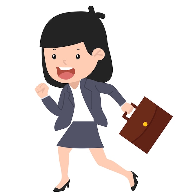 Business woman with briefcase running fast