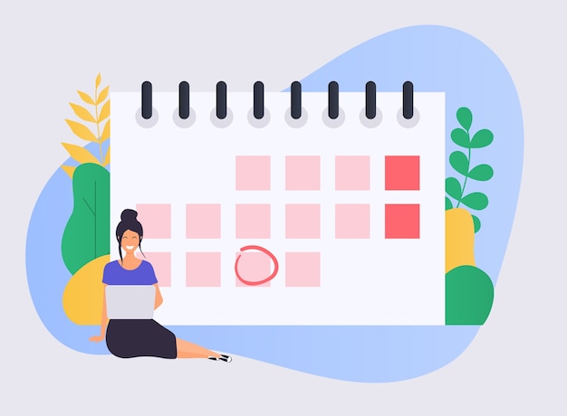 Business woman with a laptop have a calendar plan