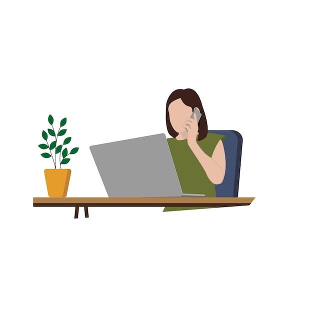 Деловая женщина за рабочим столом с ноутбуком. Фрилансер или офисный работник.