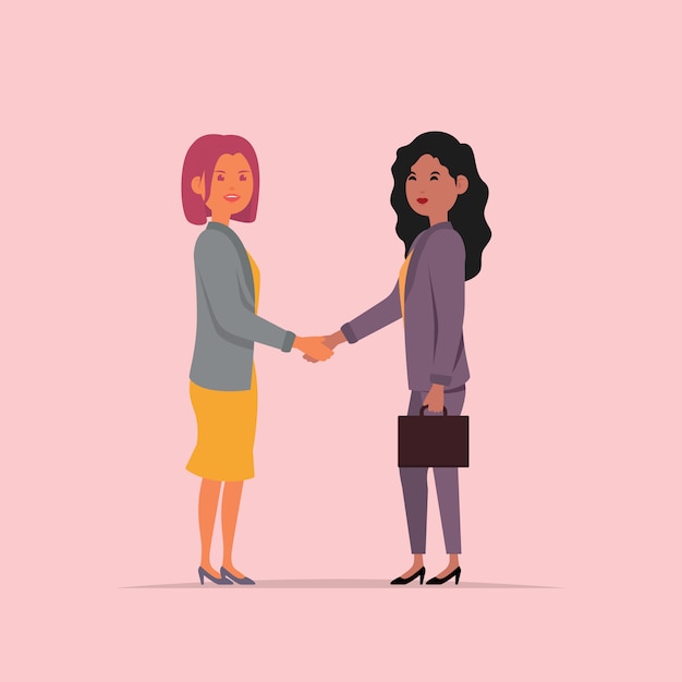 Vector business women shaking hands