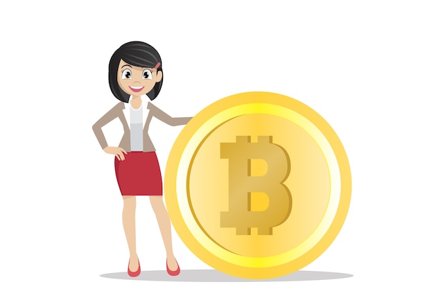 Donne d'affari con un bitcoin.