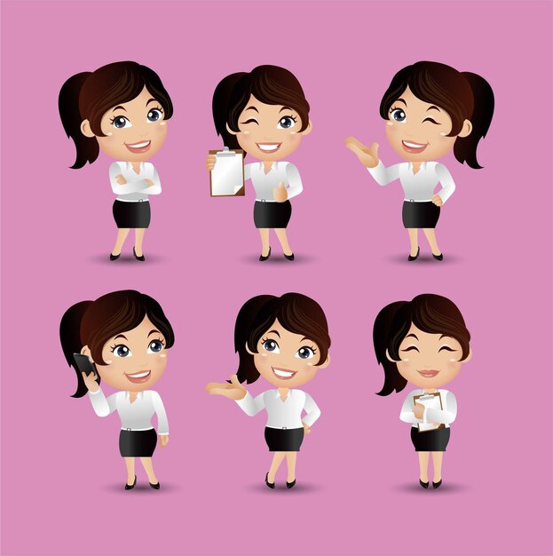 Business women with different poses