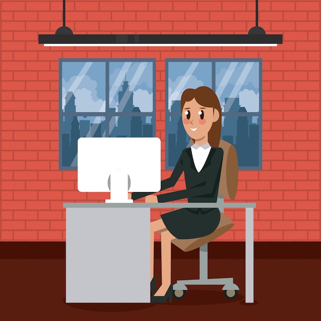 Business worker in office cartoons concept