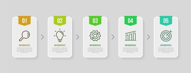 Business workflow infographic template design with 5 options Business timeline data visualization concept