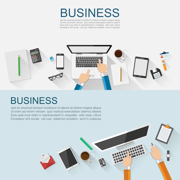 Business workplace concept flat design.