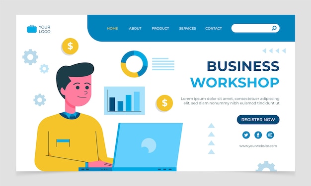 Vector business workshop flat landing page