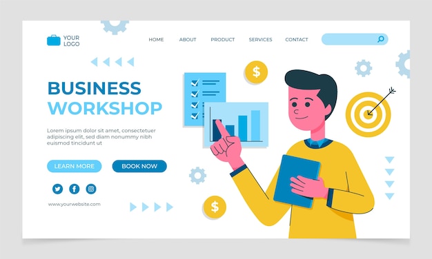 Vector business workshop flat landing page