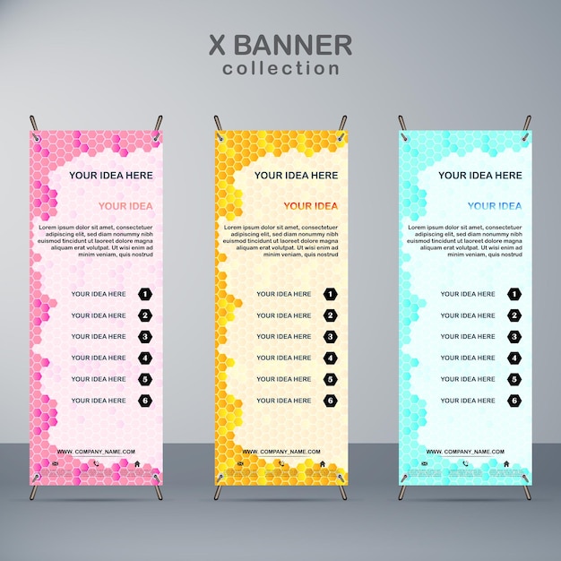 Business x banner with hexagonal template