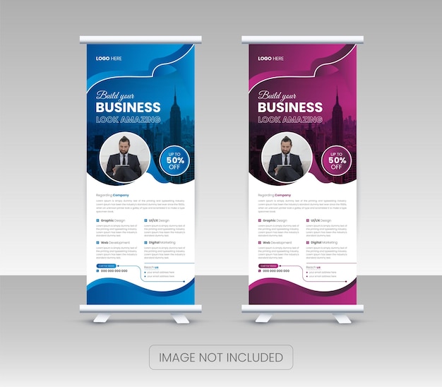 Business x stand rollup pullup banner design template