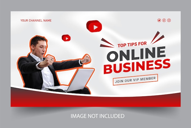 Vector business youtube thumbnail eyecatching design with bold and colorful