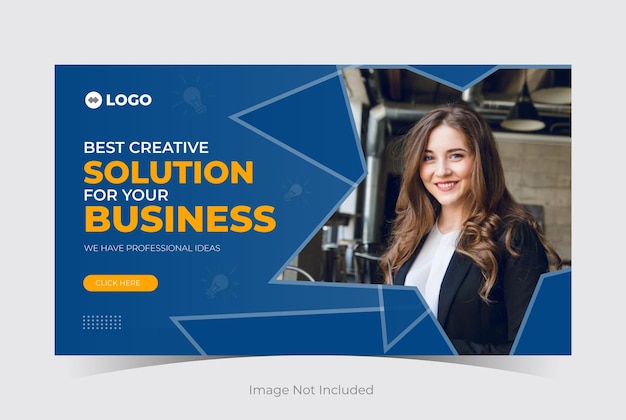 Business youtube thumbnail template design live video cover for marketing agency startup tips