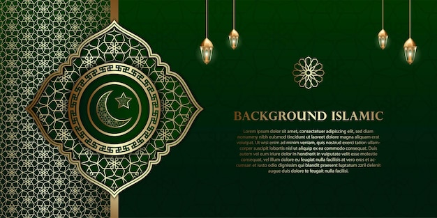Businesscard achtergrond met een islamitisch of Arabisch thema luxe donkergroene en gouden kleuren