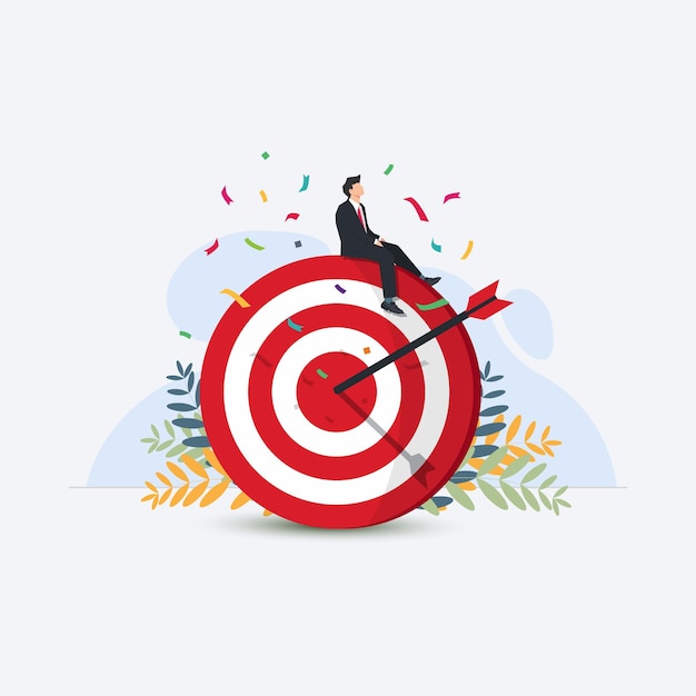 Businessman achieving target and goal Success achieve the target in business or career concept