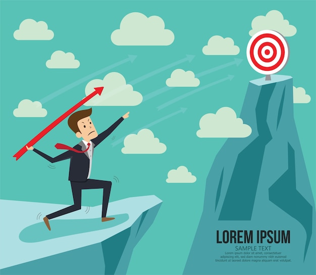 Businessman aiming target