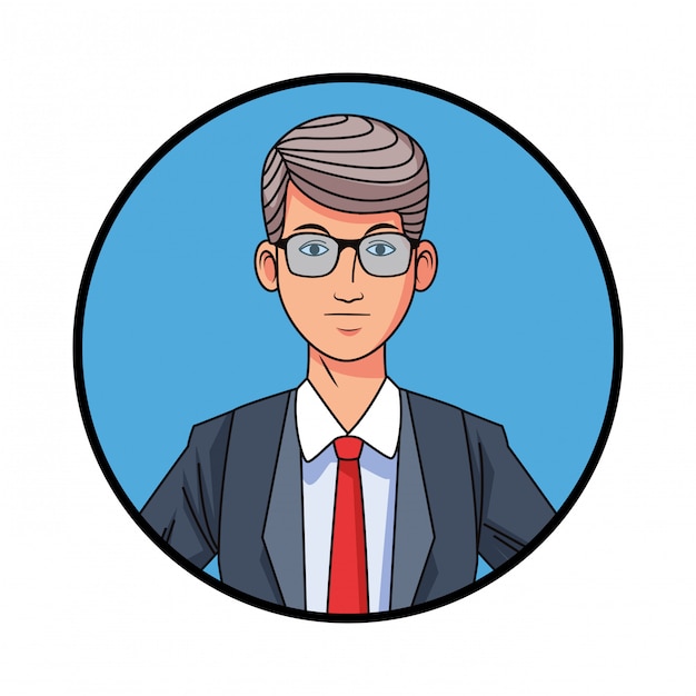 Vector businessman avatar cartoon character profile