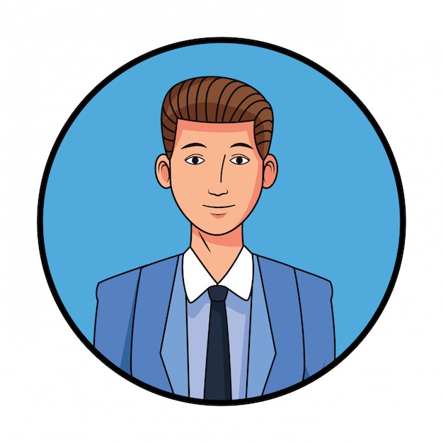 Vettore profilo di personaggio dei cartoni animati avatar uomo d'affari