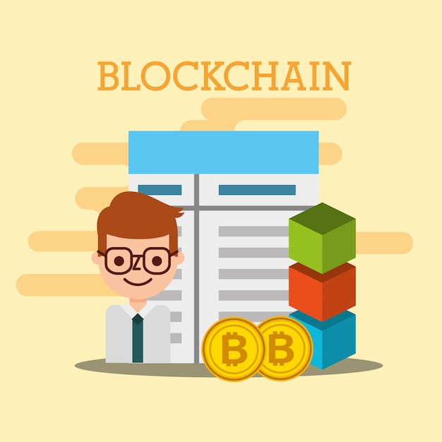 businessman bitcoin document commerce blockchain 