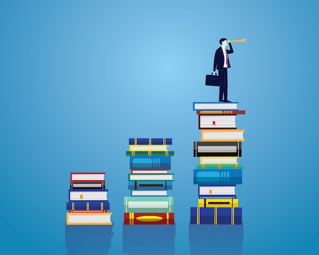 businessman and books. knowledge business education concept
