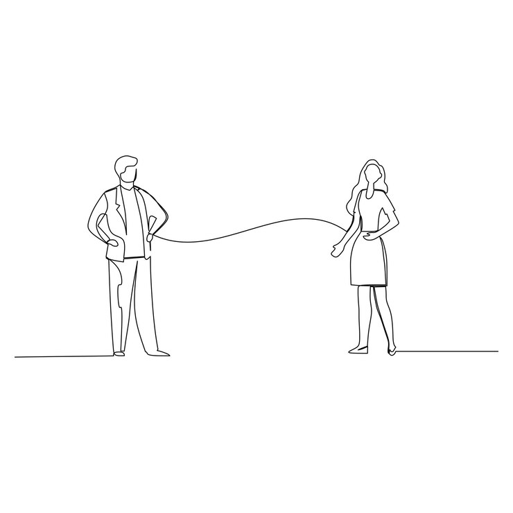 Vector businessman and businesswoman having a business discussion