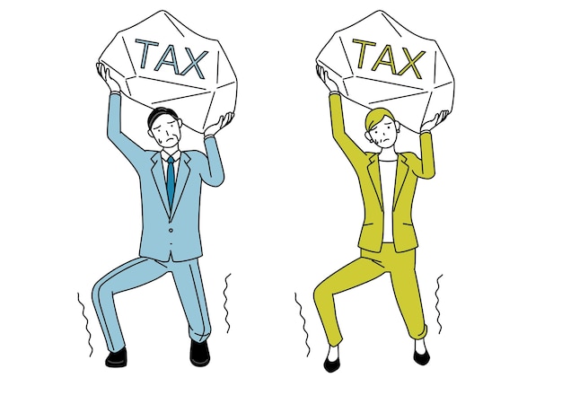бизнесмен и бизнесменка старший исполнительный менеджер в костюме страдают от повышения налогов