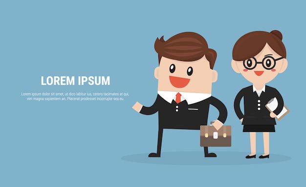 Vector businessman and businesswoman in suit.