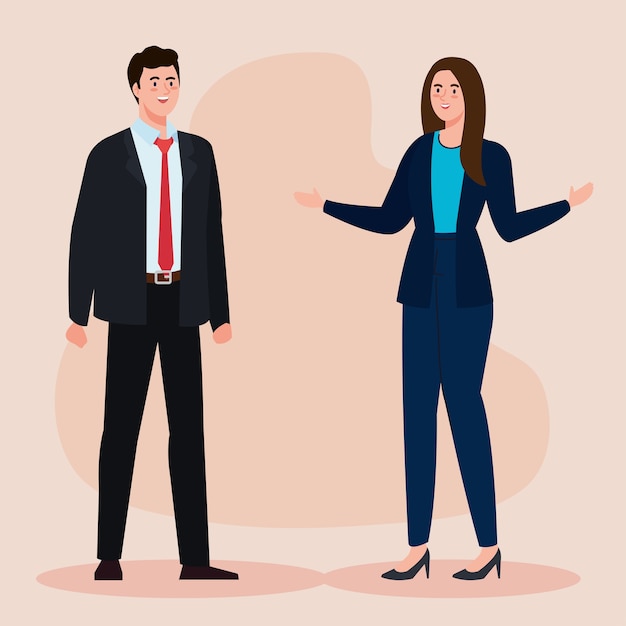 Businessman and businesswoman with suit design, Man woman business management corporate job occupation and worker theme