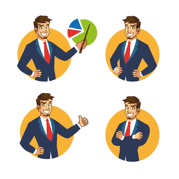 Vector businessman cartoon character fun mascot