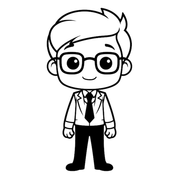 白い背景のベクトルイラストグラフィックデザインに隔離されたビジネスマン漫画キャラクター